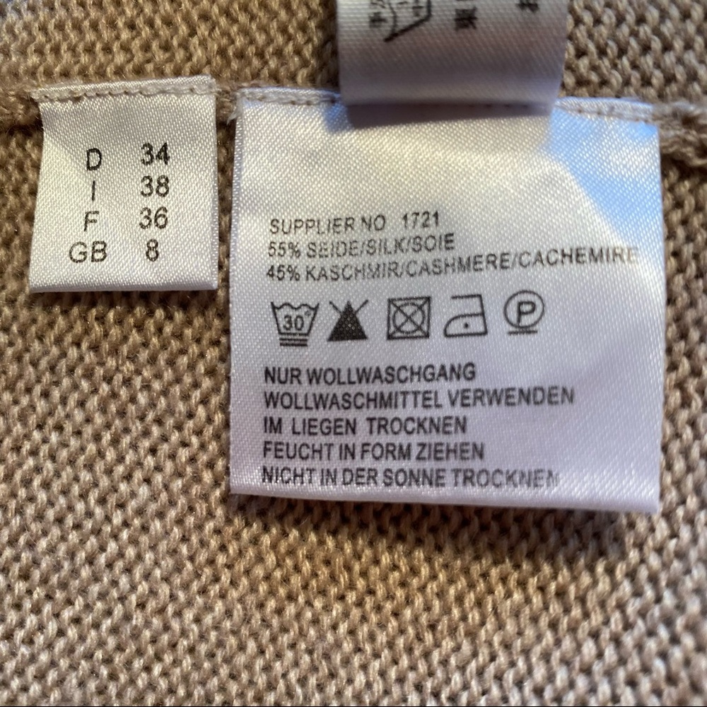 Silk/cashmere S/M oatmeal melange cardigan - Picture 6 of 7